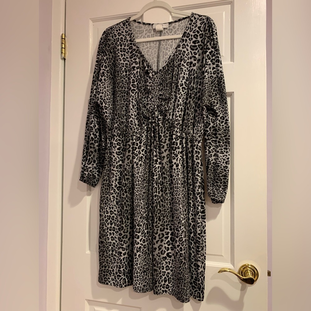 Lane Bryant leopard print long sleeve dress